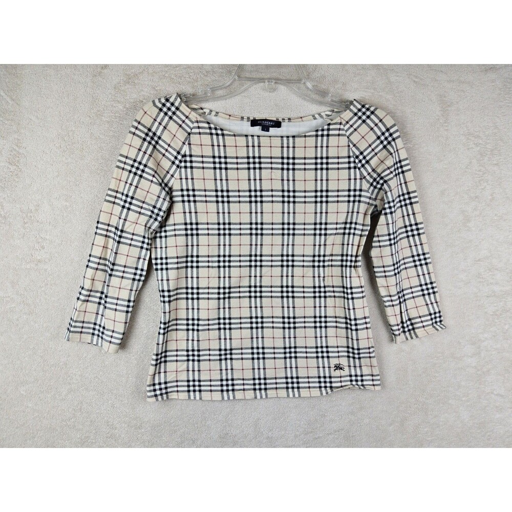 Burberry London Women's 3/4 Sleeve Nova Check Top Size 1/XXS